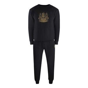 Aquascutum Mens Iconic Cotton Blend Crew Neck Tracksuit Set / Black